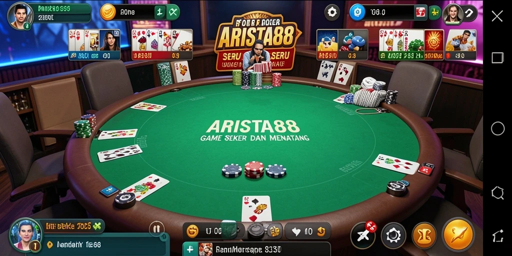 Tangkapan layar ARISTA88 menampilkan gameplay Poker yang seru dan kompetitif.