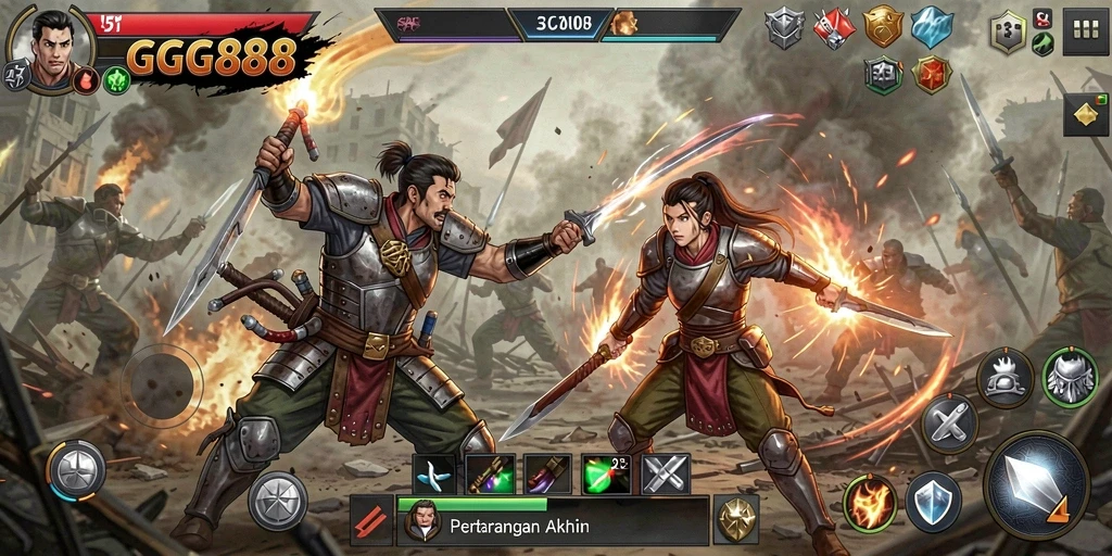 Gameplay seru dalam GGG888 dengan aksi battle royale intens.
