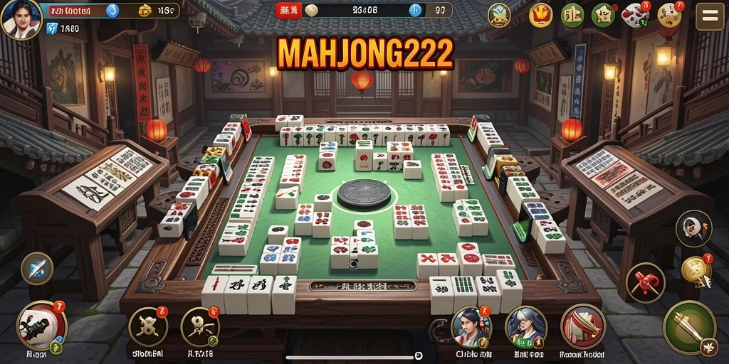 Tampilan gameplay seru dalam MAHJONG222 dengan karakter unik.