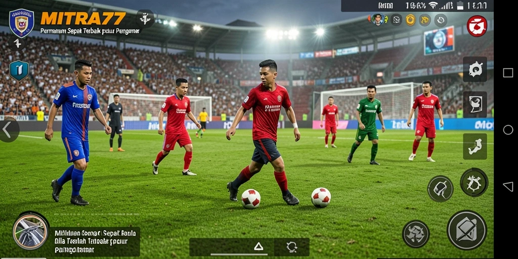 Tampilan gameplay <strong>MITRA77</strong> yang mendebarkan dan realistis dalam pertandingan sepak bola.