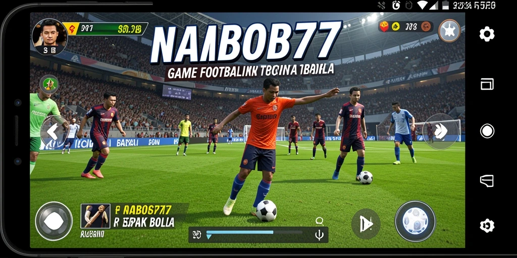 Screenshot gameplay NABOB77 menampilkan aksi sepak bola yang mendebarkan.