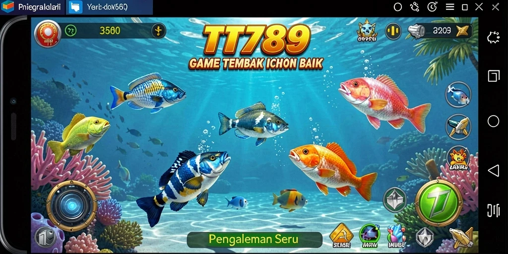 Screenshot gameplay TT789 menampilkan aksi seru berburu ikan.